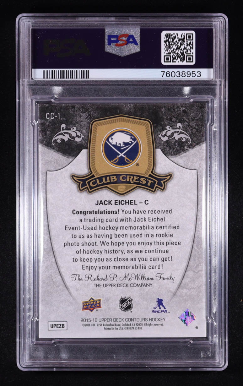 Jack Eichel 2015-16 Upper Deck Contours Club Crest Jerseys #CC1 (PSA 5) at PristineAuction.com Jack Eichel 2015-16 Upper Deck Contours Club Crest Jerseys #CC1 (PSA 5) at PristineAuction.com