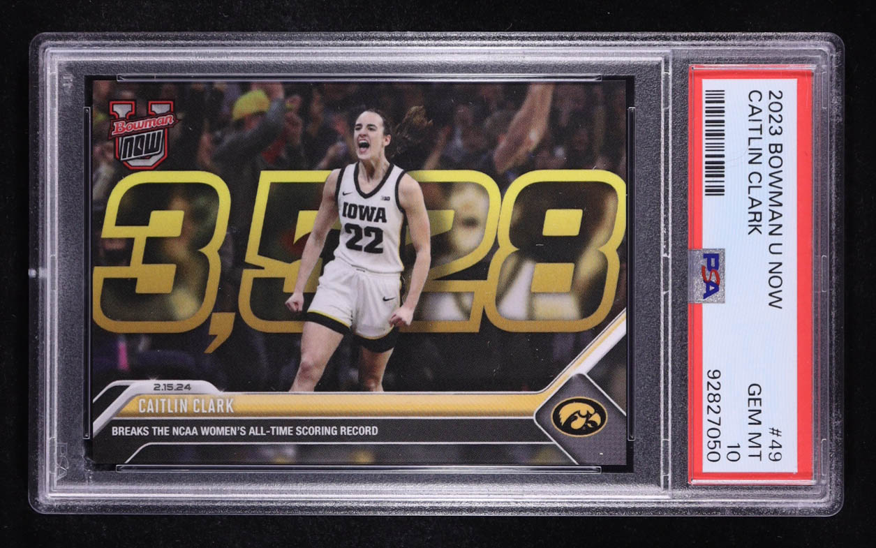 Caitlin Clark 2023 Bowman U Now #49 RC (PSA 10) at PristineAuction.com Caitlin Clark 2023 Bowman U Now #49 RC (PSA 10) at PristineAuction.com