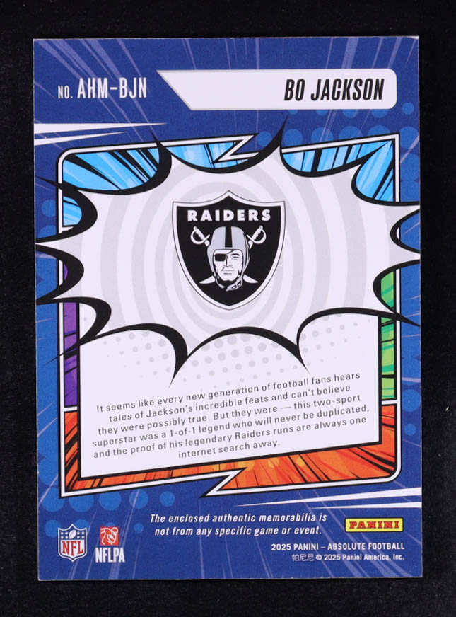 Bo Jackson 2025 Absolute Absolute Heroes Memorabilia Gold #26 #15/99 at PristineAuction.com Bo Jackson 2025 Absolute Absolute Heroes Memorabilia Gold #26 #15/99 at PristineAuction.com