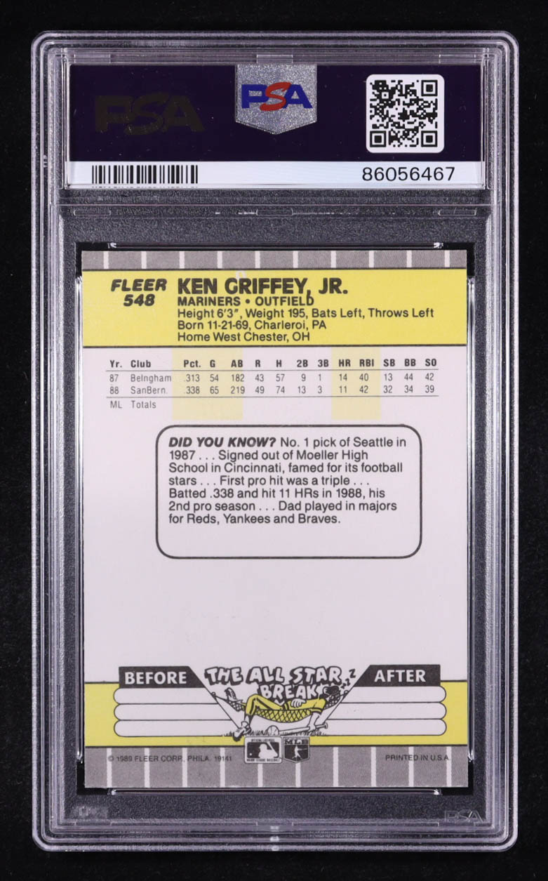Ken Griffey Jr. 1989 Fleer #548 RC (PSA 8) at PristineAuction.com Ken Griffey Jr. 1989 Fleer #548 RC (PSA 8) at PristineAuction.com