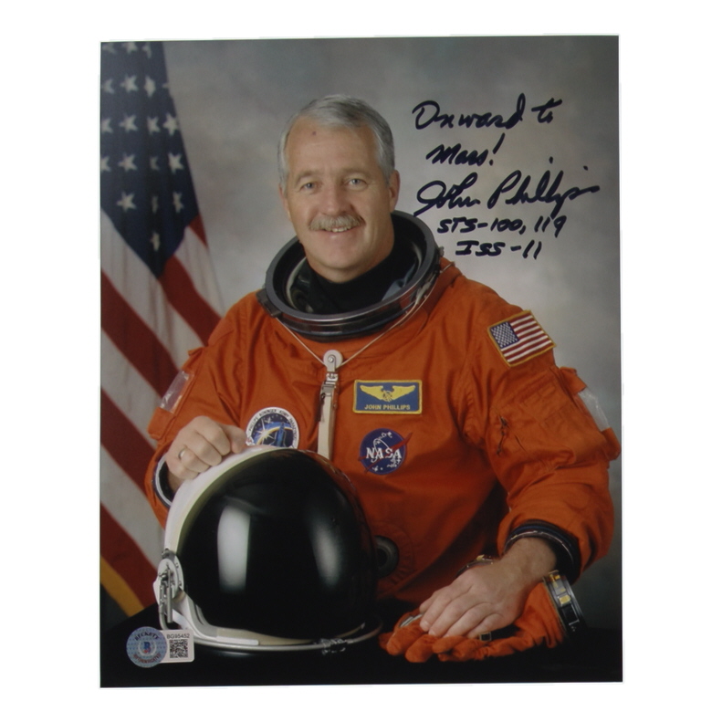John Phillips Signed NASA 8x10 Photo Inscribed "Onward to Mars! STS-100, 119 ISS-11" (Beckett) at PristineAuction.com John Phillips Signed NASA 8x10 Photo Inscribed "Onward to Mars! STS-100, 119 ISS-11" (Beckett) at PristineAuction.com