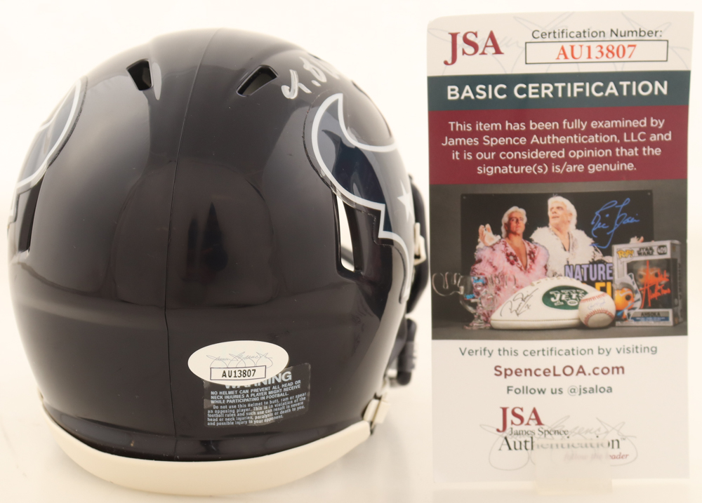 Tank Dell Signed Texans Speed Mini Helmet (JSA) at PristineAuction.com Tank Dell Signed Texans Speed Mini Helmet (JSA) at PristineAuction.com