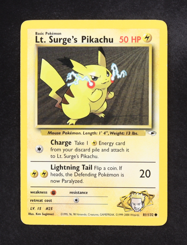 Lt. Surge's Pikachu 2000 Pokemon Gym Heroes #81 at PristineAuction.com Lt. Surge's Pikachu 2000 Pokemon Gym Heroes #81 at PristineAuction.com