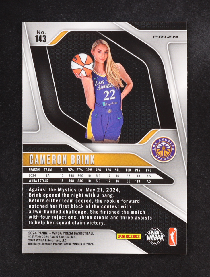 Cameron Brink 2024 Panini Green Prizm #143 RC at PristineAuction.com Cameron Brink 2024 Panini Green Prizm #143 RC at PristineAuction.com