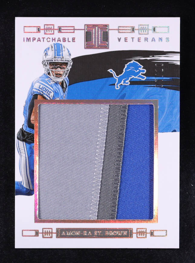 Amon-Ra St. Brown 2024 Panini Impeccable ImPatchable Veterans Gold #10 #07/10 at PristineAuction.com Amon-Ra St. Brown 2024 Panini Impeccable ImPatchable Veterans Gold #10 #07/10 at PristineAuction.com