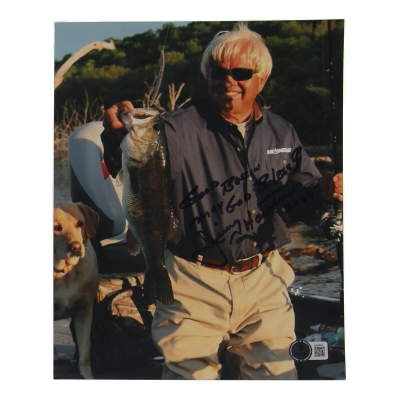 Jimmy Houston Signed 8x10 Photo Inscribed "Good Bassin'", "May God Bless!" & "Live!" (Beckett) at PristineAuction.com Jimmy Houston Signed 8x10 Photo Inscribed "Good Bassin'", "May God Bless!" & "Live!" (Beckett) at PristineAuction.com