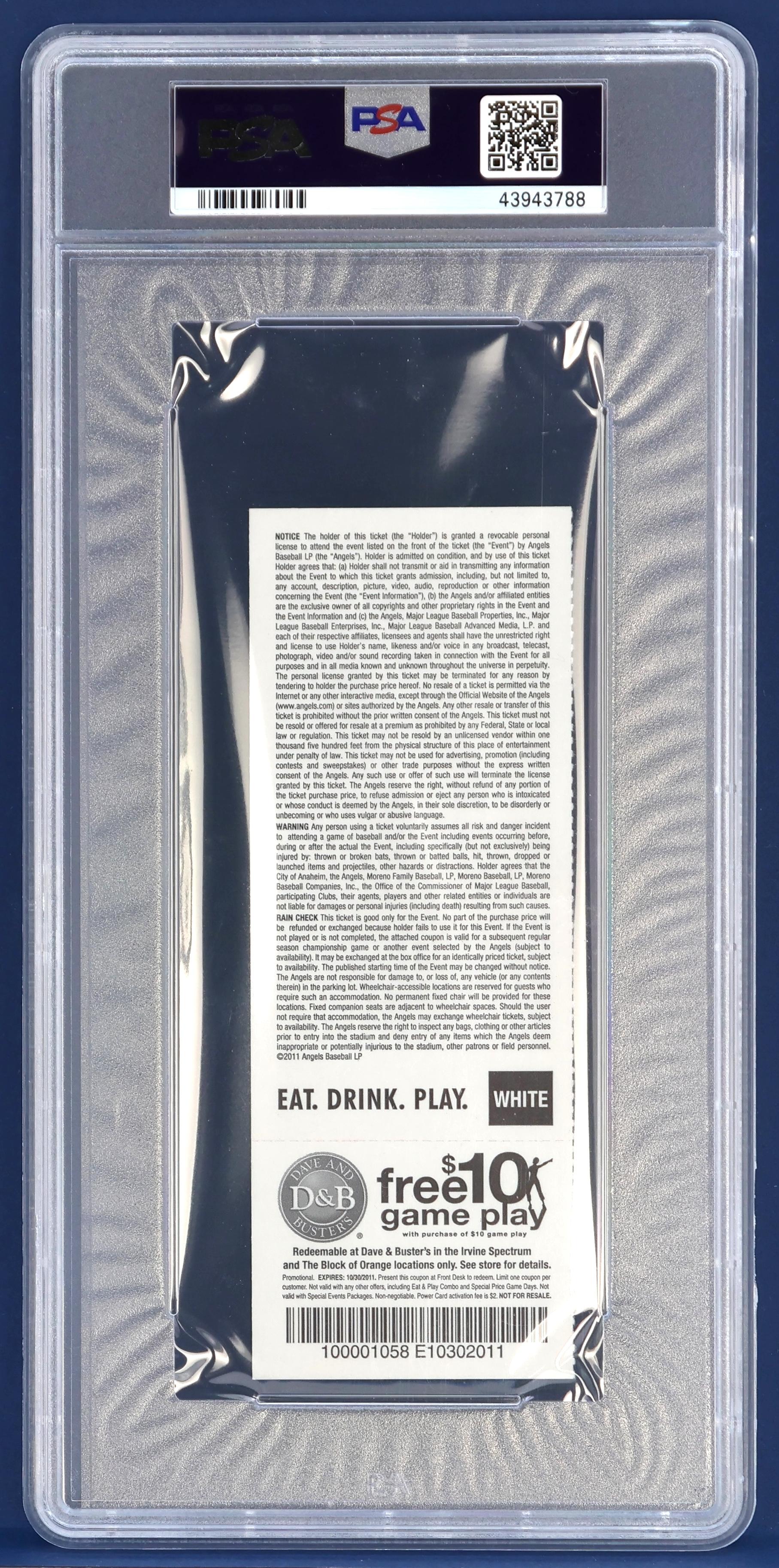 Mike Trout 2011 Angels MLB Debut Game Ticket Stub (PSA 8) at PristineAuction.com Mike Trout 2011 Angels MLB Debut Game Ticket Stub (PSA 8) at PristineAuction.com