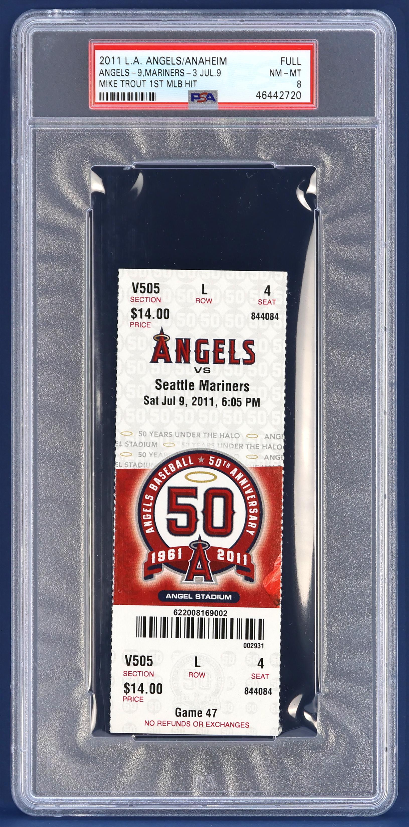 Mike Trout 2011 Angels First MLB Hit Game Full Ticket (PSA 8) at PristineAuction.com Mike Trout 2011 Angels First MLB Hit Game Full Ticket (PSA 8) at PristineAuction.com