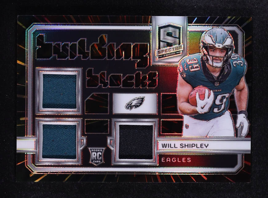 Will Shipley 2024 Panini Spectra Building Blocks Materials Hyper #28 RC #05/75 at PristineAuction.com Will Shipley 2024 Panini Spectra Building Blocks Materials Hyper #28 RC #05/75 at PristineAuction.com