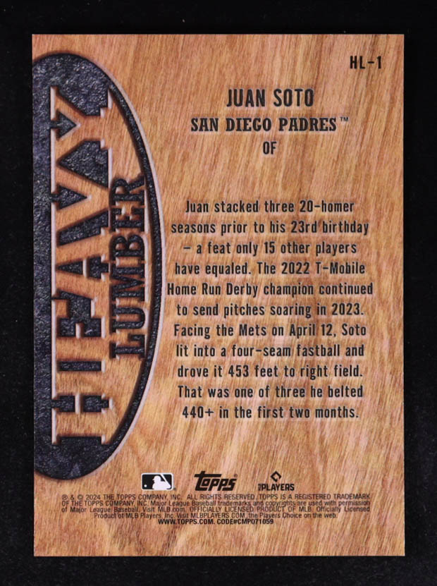 Juan Soto 2024 Topps Heavy Lumber #HL1 at PristineAuction.com Juan Soto 2024 Topps Heavy Lumber #HL1 at PristineAuction.com