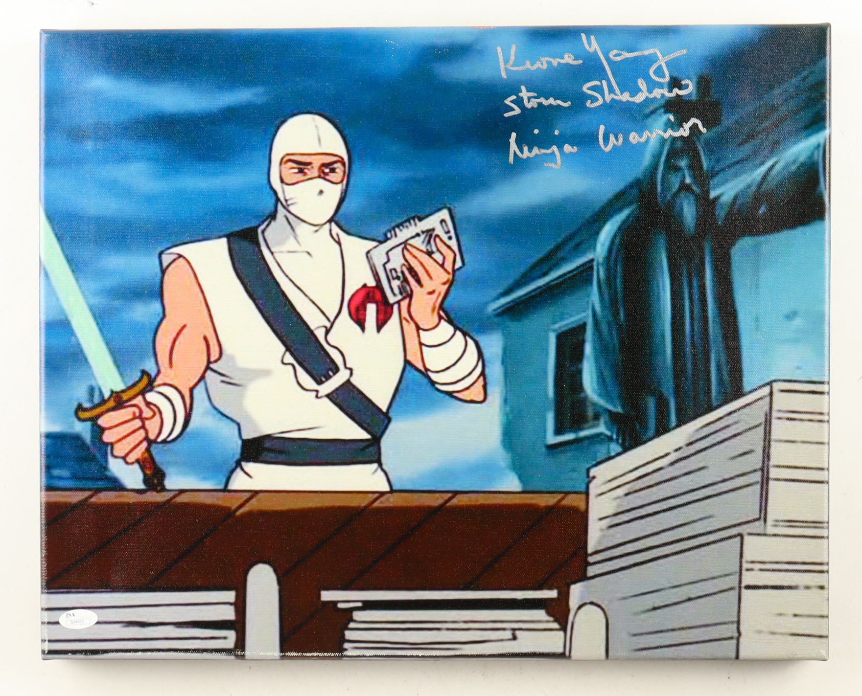 Keone Young Signed "G.I. Joe" Custom Framed Serigraph on Canvas Display Inscribed "Storm Shadow" & "Ninja Warrior" (JSA) at PristineAuction.com Keone Young Signed "G.I. Joe" Custom Framed Serigraph on Canvas Display Inscribed "Storm Shadow" & "Ninja Warrior" (JSA) at PristineAuction.com