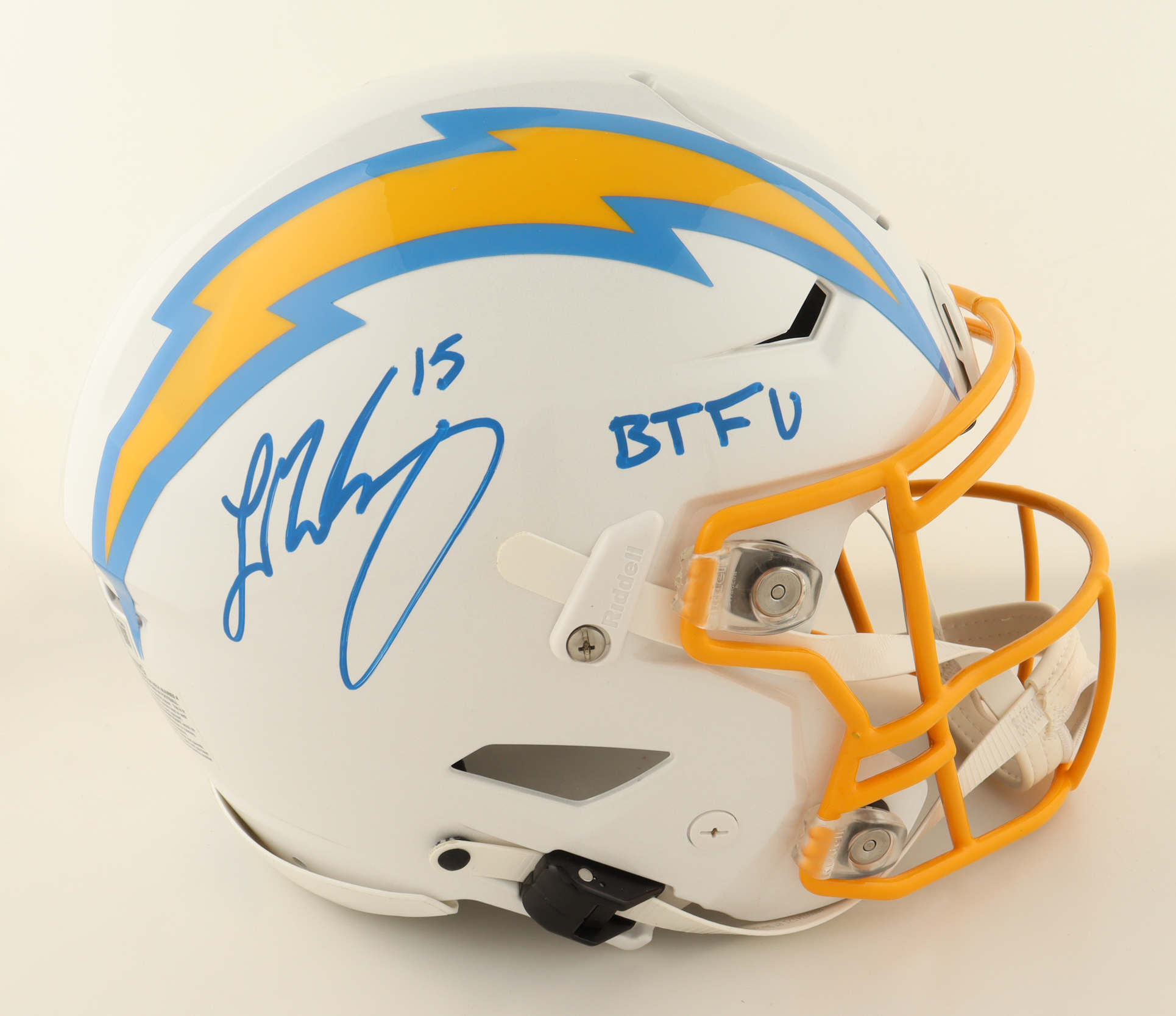 Ladd McConkey Signed Chargers Full-Size Authentic On-Field SpeedFlex Helmet Inscribed "BTFU" (Beckett) at PristineAuction.com Ladd McConkey Signed Chargers Full-Size Authentic On-Field SpeedFlex Helmet Inscribed "BTFU" (Beckett) at PristineAuction.com