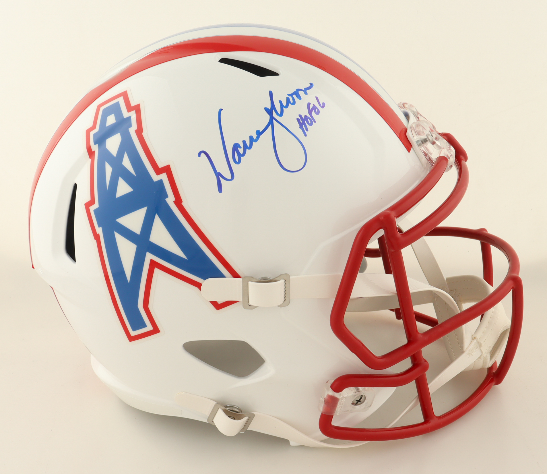 Warren Moon Signed Oilers Full-Size Speed Helmet Inscribed "HOF 06" (JSA) at PristineAuction.com Warren Moon Signed Oilers Full-Size Speed Helmet Inscribed "HOF 06" (JSA) at PristineAuction.com