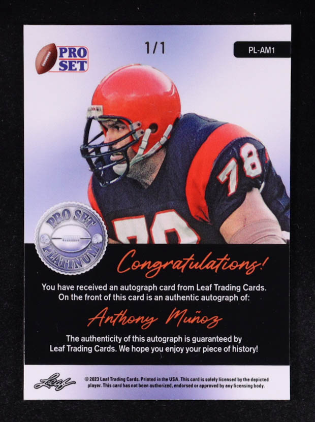 Anthony Munoz 2023 Leaf Pro Set Metal Platinum Pulsar Gold #PL-AM1 #1/1 at PristineAuction.com Anthony Munoz 2023 Leaf Pro Set Metal Platinum Pulsar Gold #PL-AM1 #1/1 at PristineAuction.com
