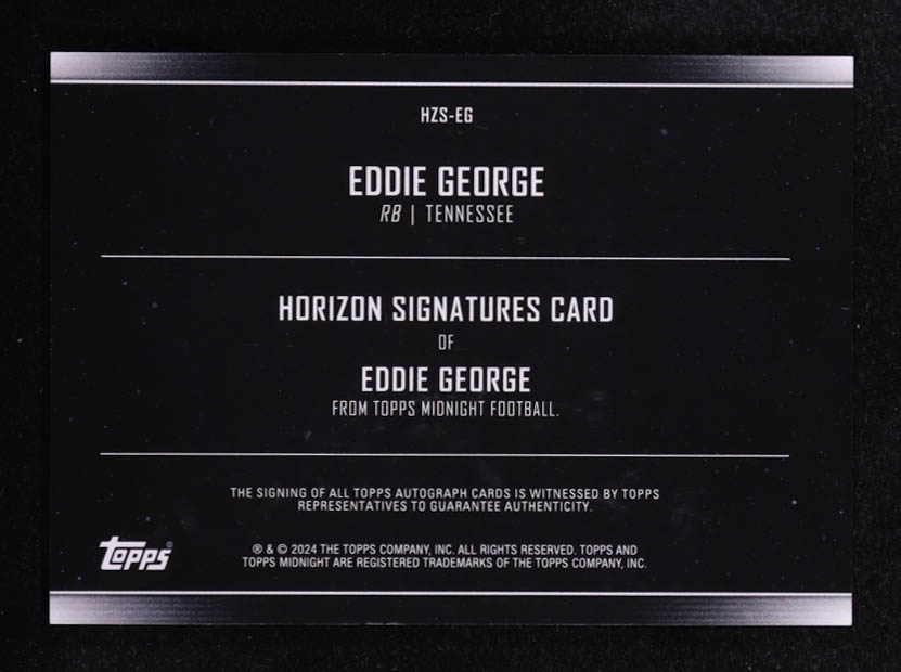 Eddie George 2024 Topps Midnight Horizon Signatures Twilight #HZSEG #59/99 at PristineAuction.com Eddie George 2024 Topps Midnight Horizon Signatures Twilight #HZSEG #59/99 at PristineAuction.com
