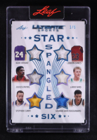 Kobe Bryant / Julius Erving / Stephen Curry / LeBron James / Larry Bird / Giannis Antetokounmpo 2024 Leaf Ultimate Sports Star Spangled Six Holo Blue #SSS-1 #1/5 at PristineAuction.com