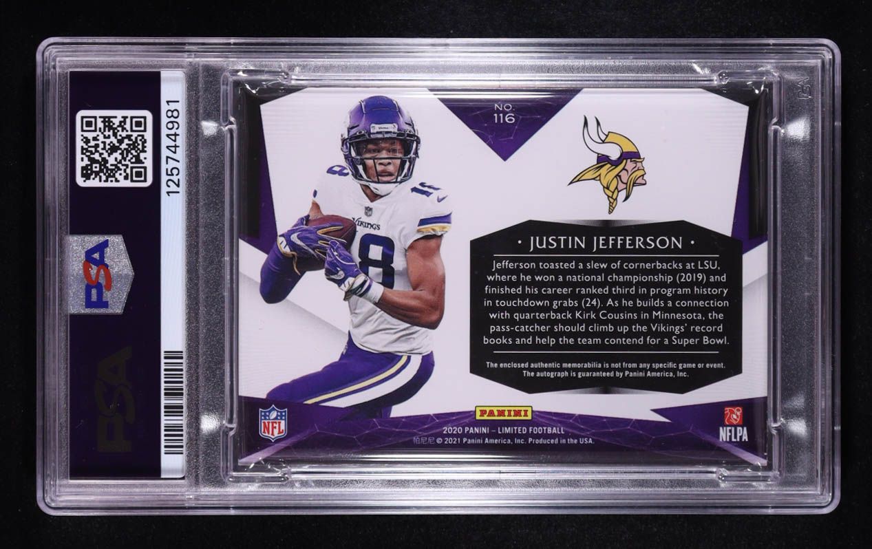 Justin Jefferson 2020 Limited Gold Spotlight Jersey Autograph #116 #6/75 (PSA | Auto 9) at PristineAuction.com Justin Jefferson 2020 Limited Gold Spotlight Jersey Autograph #116 #6/75 (PSA | Auto 9) at PristineAuction.com