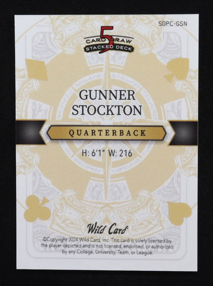 Gunnar Stockton 2024 Wild Card 5 Card Draw Stacked Deck Pink #SDPC-GSN RC #1/1 at PristineAuction.com Gunnar Stockton 2024 Wild Card 5 Card Draw Stacked Deck Pink #SDPC-GSN RC #1/1 at PristineAuction.com