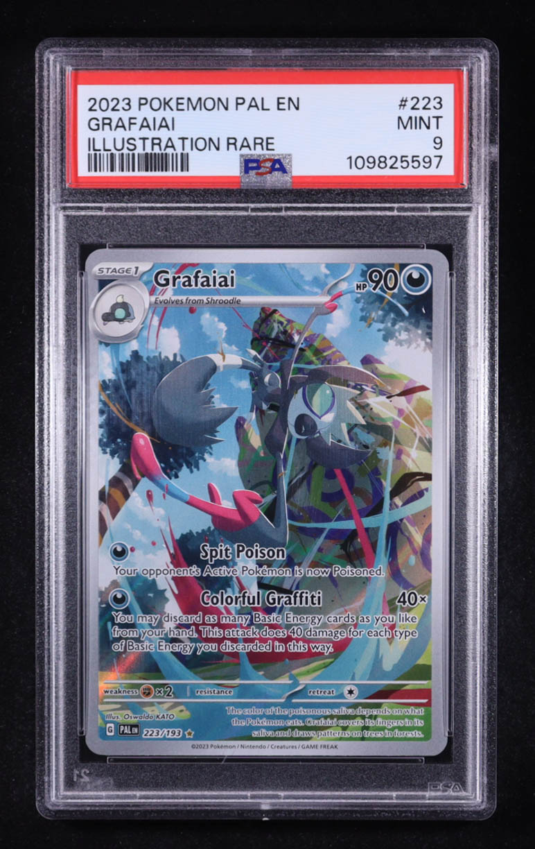 Grafaiai 2023 Pokemon TCG Scarlet & Violet Paldea Evolved Illustration Rare #223 (PSA 9) at PristineAuction.com Grafaiai 2023 Pokemon TCG Scarlet & Violet Paldea Evolved Illustration Rare #223 (PSA 9) at PristineAuction.com