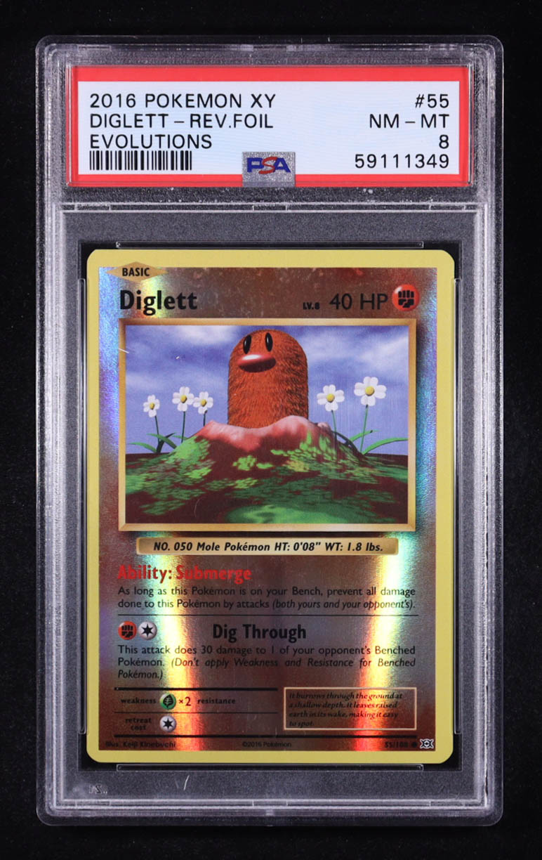 Diglett 2016 Pokemon XY Evolutions Reverse Foil #55 (PSA 8) at PristineAuction.com Diglett 2016 Pokemon XY Evolutions Reverse Foil #55 (PSA 8) at PristineAuction.com