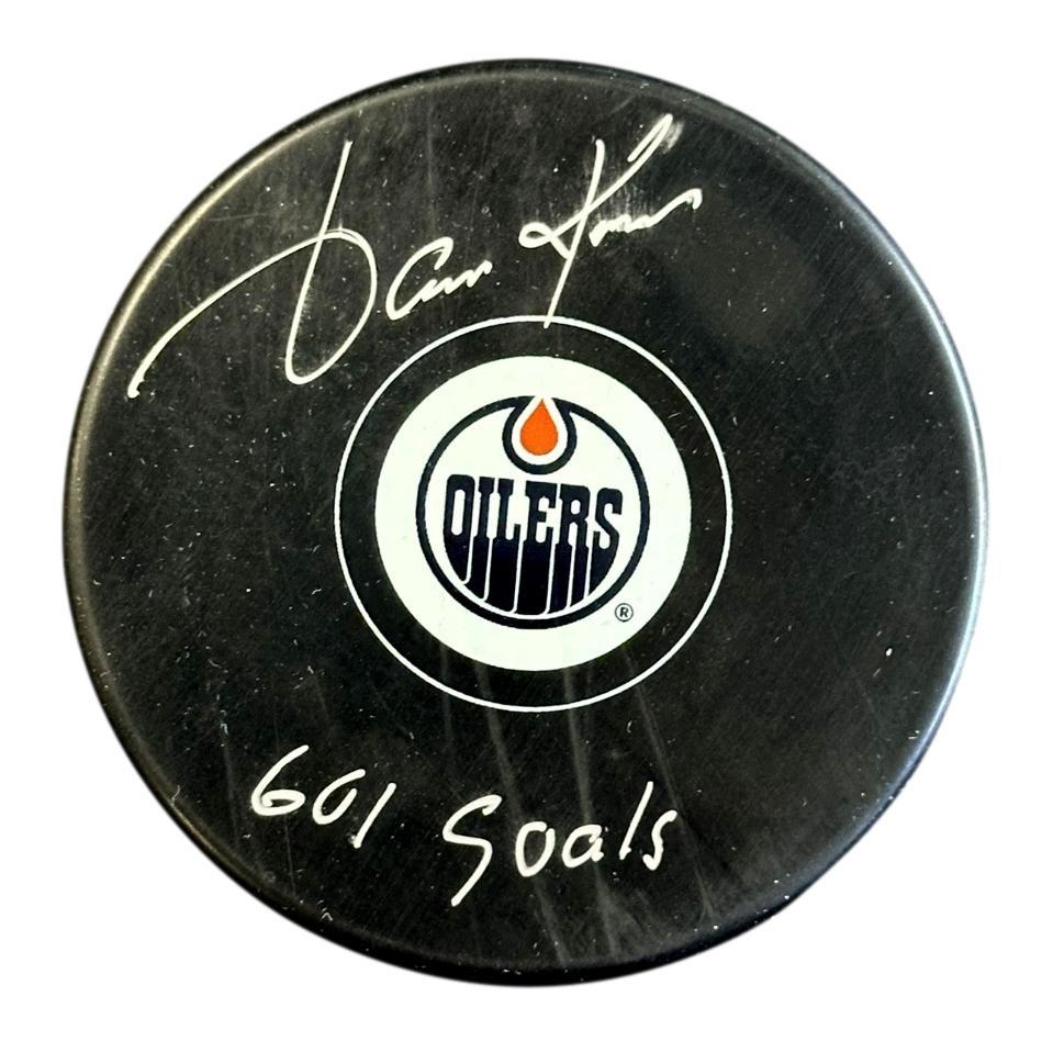 Jari Kurri Signed Oilers Logo Hockey Puck Inscribed "601 Goals" (JSA) at PristineAuction.com Jari Kurri Signed Oilers Logo Hockey Puck Inscribed "601 Goals" (JSA) at PristineAuction.com