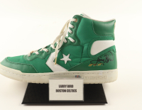 Larry Bird Signed Converse Retired Special Edition 1984 Celtics Championship Basketball Shoe with Display Stand (PSA) at PristineAuction.com