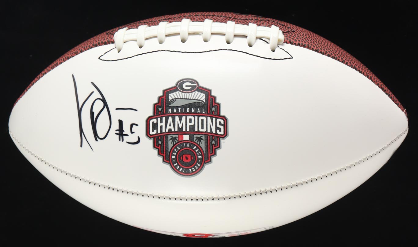 Kelee Ringo Signed Georgia Bulldogs Back-To-Back National Champions Logo Football (Beckett) at PristineAuction.com Kelee Ringo Signed Georgia Bulldogs Back-To-Back National Champions Logo Football (Beckett) at PristineAuction.com