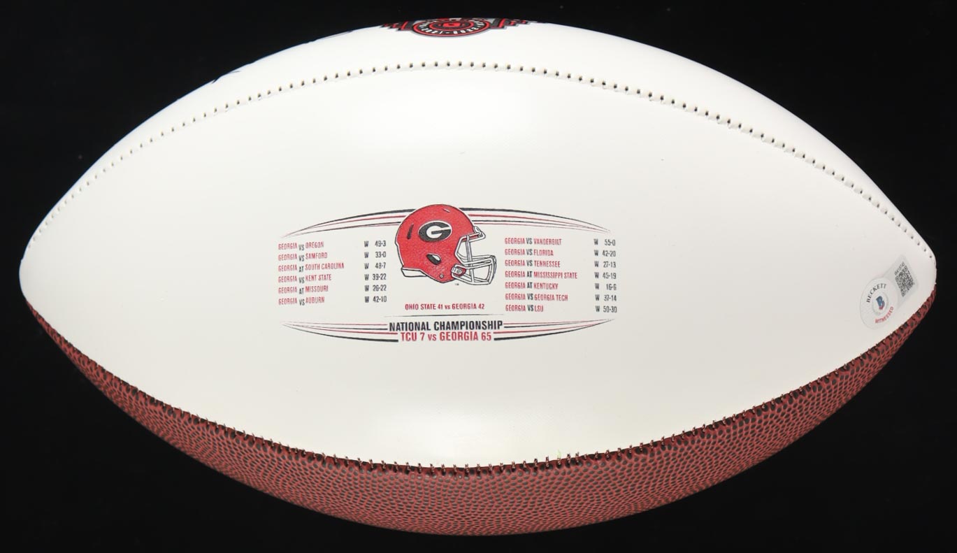 Kelee Ringo Signed Georgia Bulldogs Back-To-Back National Champions Logo Football (Beckett) at PristineAuction.com Kelee Ringo Signed Georgia Bulldogs Back-To-Back National Champions Logo Football (Beckett) at PristineAuction.com