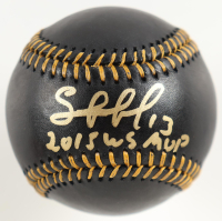 Salvador Perez Signed OML Black Leather Baseball Inscribed "2015 WS MVP" (Beckett) at PristineAuction.com