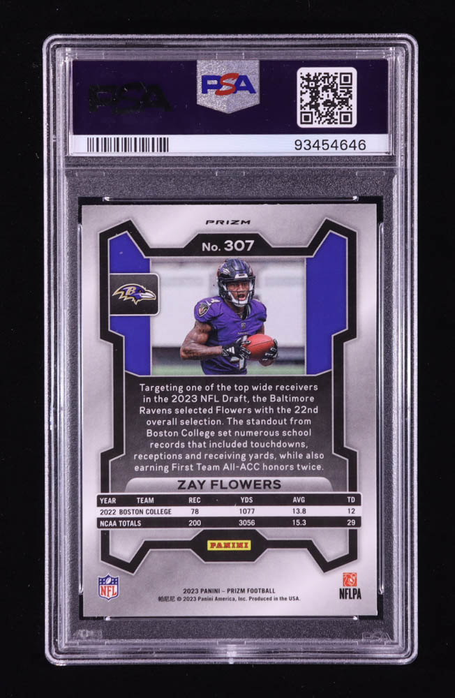 Zay Flowers 2023 Panini Prizm Prizms Orange Ice #307 RC (PSA 10) at PristineAuction.com Zay Flowers 2023 Panini Prizm Prizms Orange Ice #307 RC (PSA 10) at PristineAuction.com