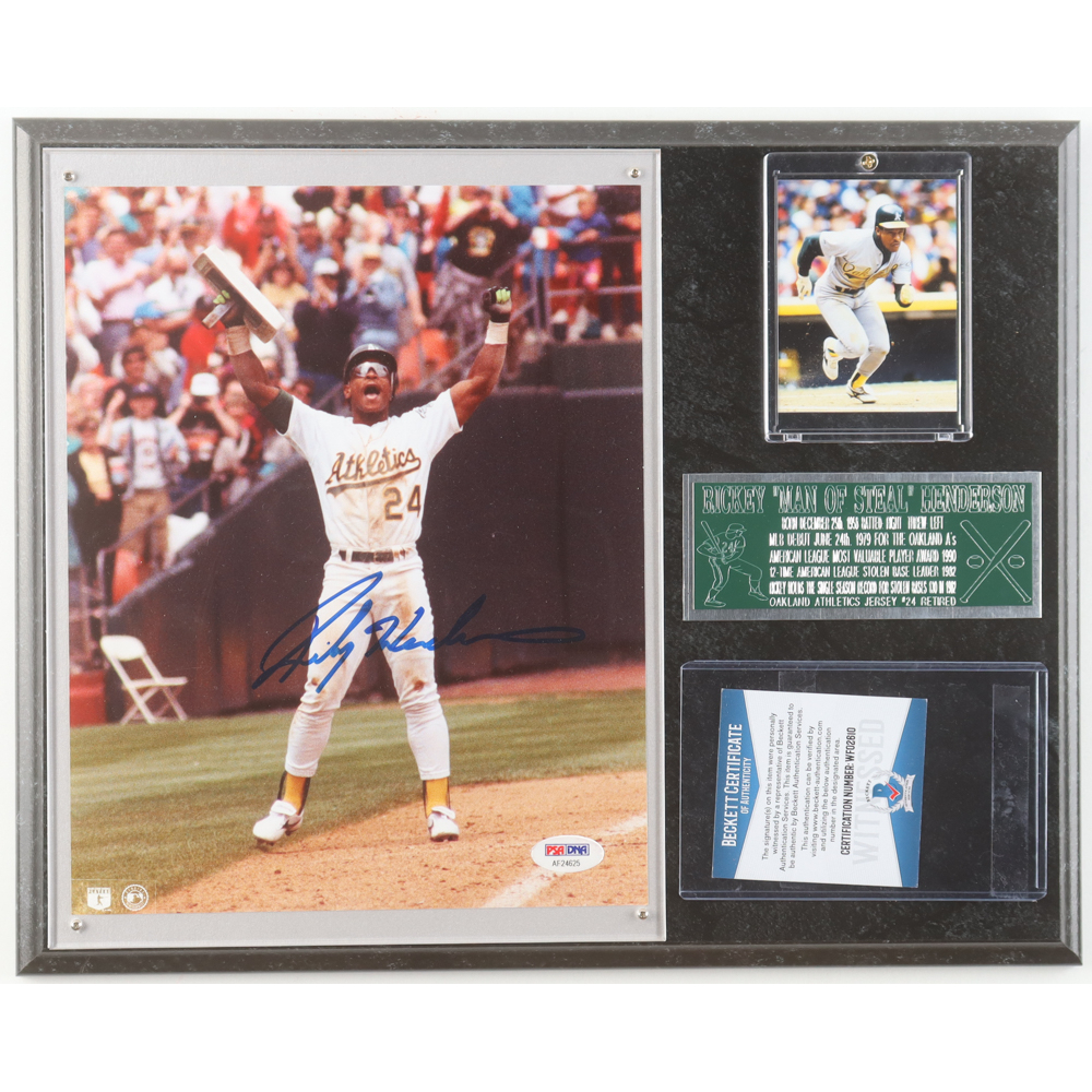 Rickey Henderson Signed Athletics Plaque Display (PSA) at PristineAuction.com