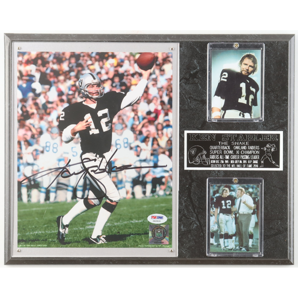 Ken Stabler Signed Raiders Photo Plaque Display (PSA) at PristineAuction.com