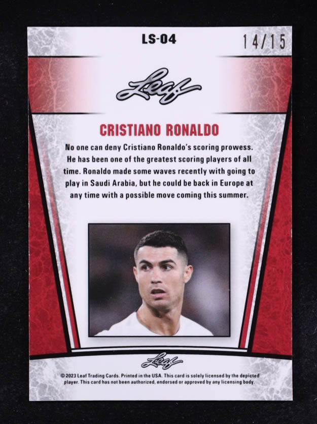 Cristiano Ronaldo 2023 Leaf Metal Special Release Legend Silver Kaleidoscope Purple #LS04 #14/15 at PristineAuction.com Cristiano Ronaldo 2023 Leaf Metal Special Release Legend Silver Kaleidoscope Purple #LS04 #14/15 at PristineAuction.com