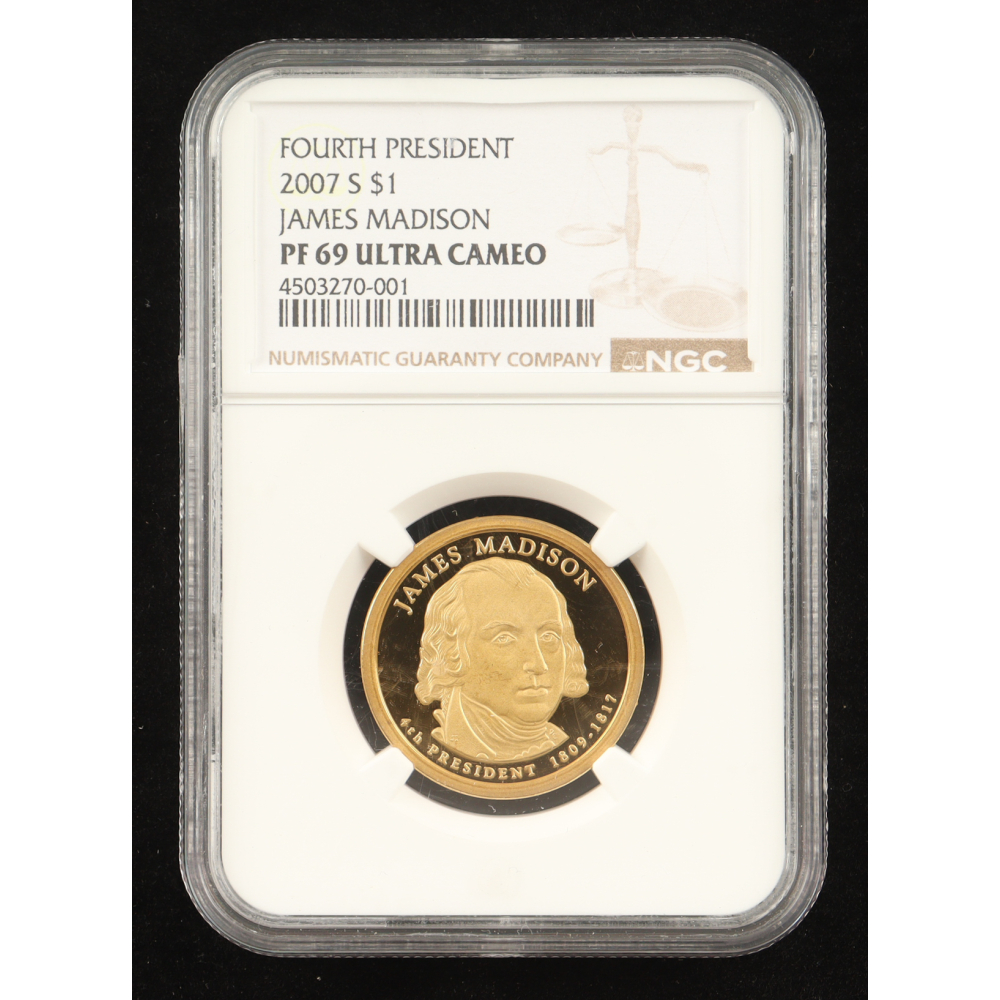 2007-S U.S. Presidential Proof $1 Coin - James Madison 4th President (NGC PF69 Ultra Cameo) at PristineAuction.com