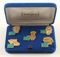 Disney Classics Vintage Gold Pin Set in Blue Felt Original Disney Box at PristineAuction.com
