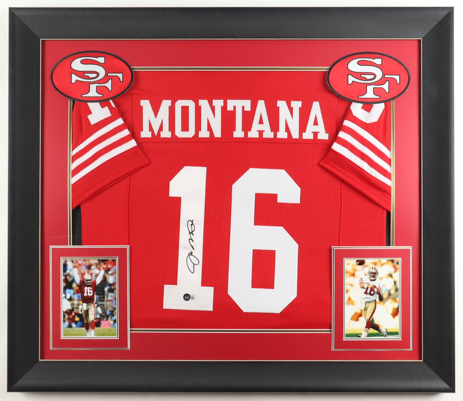 Joe Montana Signed Custom Framed Jersey Display (Beckett) at PristineAuction.com Joe Montana Signed Custom Framed Jersey Display (Beckett) at PristineAuction.com