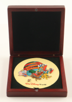 Walt Disney World 2000 Cast Holiday Celebration Set of (4) Pins with Wooden Box Display Case at PristineAuction.com