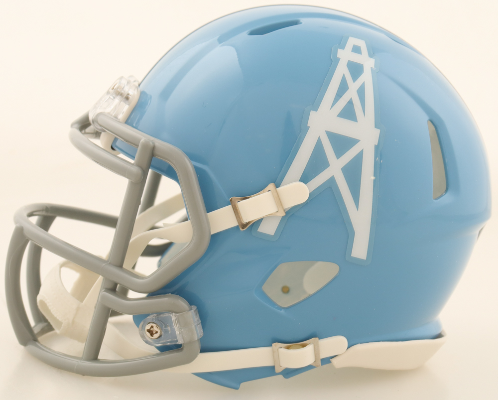 Warren Moon Signed Oilers Throwback Speed Mini Helmet Inscribed "HOF 06" (Beckett) at PristineAuction.com Warren Moon Signed Oilers Throwback Speed Mini Helmet Inscribed "HOF 06" (Beckett) at PristineAuction.com