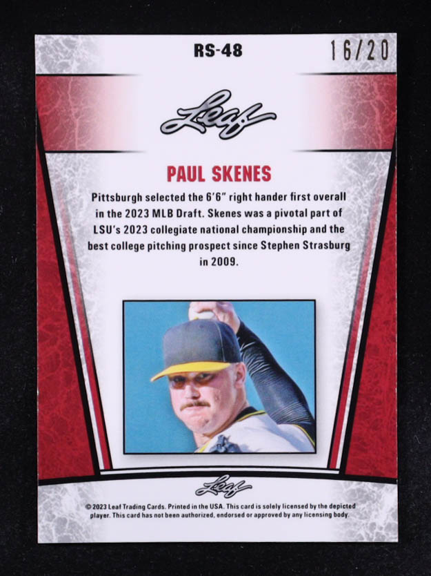 Paul Skenes 2023 Leaf Metal Special Release Rookie Silver Lazer Blue #RS48 #16/20 at PristineAuction.com Paul Skenes 2023 Leaf Metal Special Release Rookie Silver Lazer Blue #RS48 #16/20 at PristineAuction.com