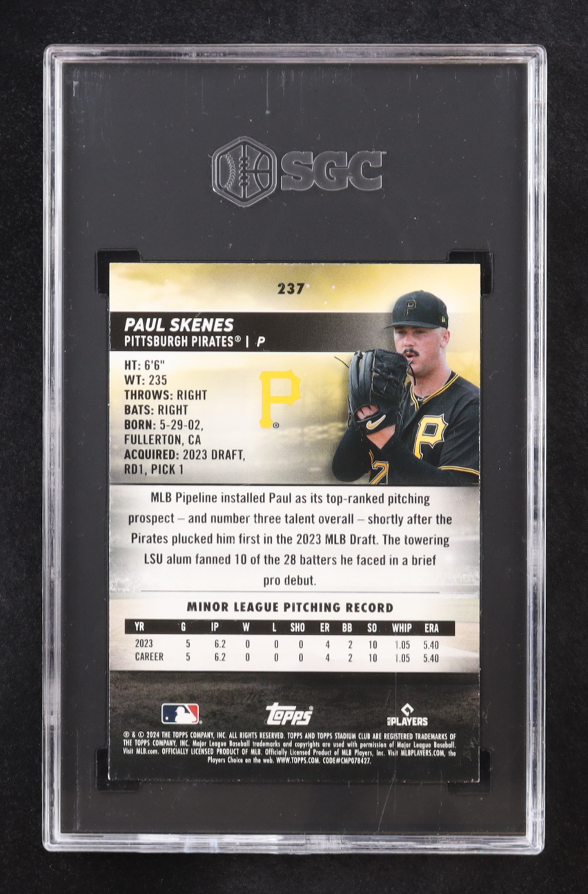 Paul Skenes 2024 Topps Stadium Club #237 RC (SGC 9) at PristineAuction.com Paul Skenes 2024 Topps Stadium Club #237 RC (SGC 9) at PristineAuction.com