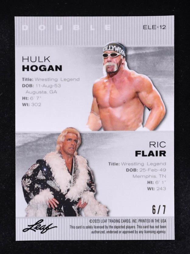 Hulk Hogan / Ric Flair2023 Leaf Metal Special Release Exclusive Legends Edition Kaleidoscope Black #ELE12 #6/7 at PristineAuction.com Hulk Hogan / Ric Flair2023 Leaf Metal Special Release Exclusive Legends Edition Kaleidoscope Black #ELE12 #6/7 at PristineAuction.com