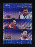 Lionel Messi / Lionel Messi / Lionel Messi 2024 Leaf Metal Special Release Exclusive Legends Edition Triple Wave Blue #ELE55 #3/20 at PristineAuction.com