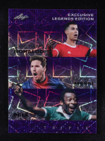 Cristiano Ronaldo / Lionel Messi / Pele 2024 Leaf Metal Special Release Exclusive Legends Edition Triple Lazer Purple #ELE92 #3/15 at PristineAuction.com