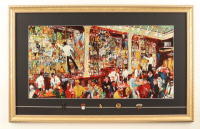 "Chicago Bar Scene" Custom Framed Leroy Neiman Art Print Display with (5) Vintage Liquor Branded Pins at PristineAuction.com