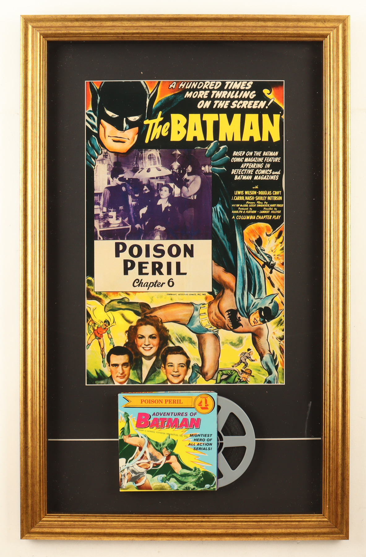 "Batman: Poison Peril" Custom Framed Shadowbox Display with Vintage Poison Peril 8mm Film with Original box at PristineAuction.com "Batman: Poison Peril" Custom Framed Shadowbox Display with Vintage Poison Peril 8mm Film with Original box at PristineAuction.com