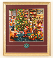 Thomas Kinkade "Mickey & Friends Christmas" Custom Framed Print Display with Mickey & Minnie Mouse Pin at PristineAuction.com