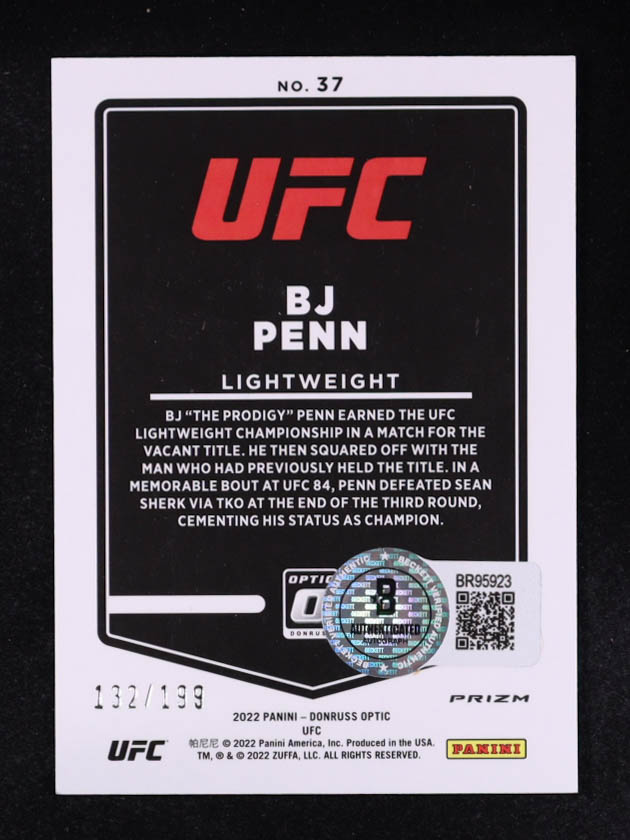 BJ Penn 2022 Panini Donruss Optic Red UFC #37 #132/139 at PristineAuction.com BJ Penn 2022 Panini Donruss Optic Red UFC #37 #132/139 at PristineAuction.com