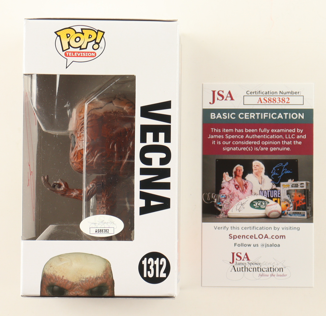 Jamie Campbell Bower Signed "Stranger Things" #1312 Vecna Funko Pop! Vinyl Figure Inscribed "Vecna" (JSA) at PristineAuction.com Jamie Campbell Bower Signed "Stranger Things" #1312 Vecna Funko Pop! Vinyl Figure Inscribed "Vecna" (JSA) at PristineAuction.com
