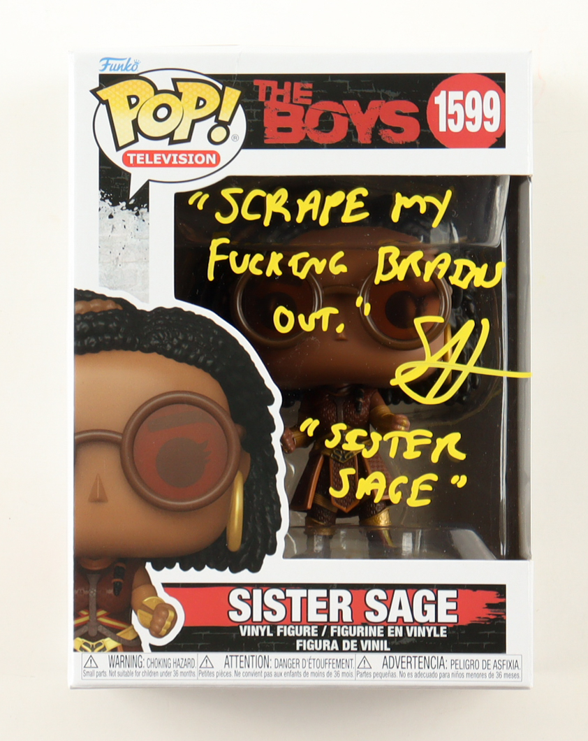 Susan Heyward Signed "The Boys" #1599 Sister Sage Funko Pop! Vinyl Figure With Extensive Inscription (JSA) at PristineAuction.com Susan Heyward Signed "The Boys" #1599 Sister Sage Funko Pop! Vinyl Figure With Extensive Inscription (JSA) at PristineAuction.com