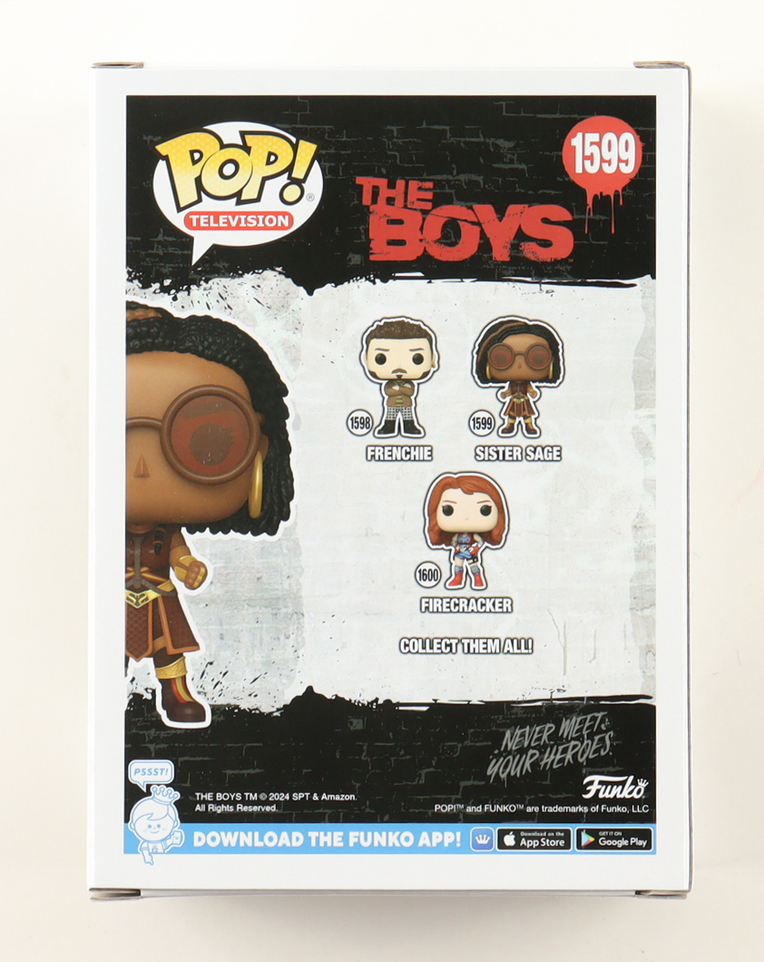 Susan Heyward Signed "The Boys" #1599 Sister Sage Funko Pop! Vinyl Figure With Extensive Inscription (JSA) at PristineAuction.com Susan Heyward Signed "The Boys" #1599 Sister Sage Funko Pop! Vinyl Figure With Extensive Inscription (JSA) at PristineAuction.com